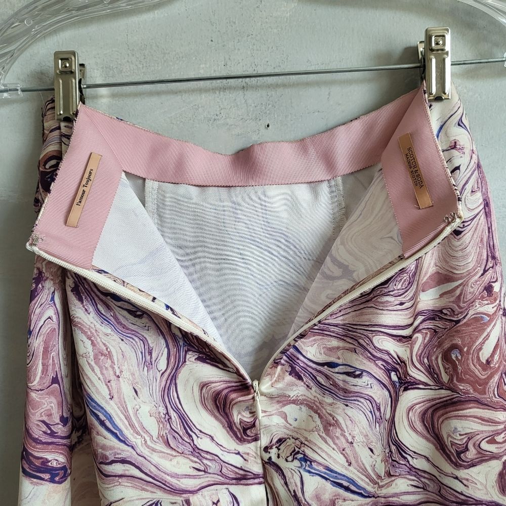 NWT SCOTCH & SODA Satin Feel Knotted Marble Midi Skirt Size XS - Picture 11 of 15